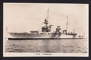 Antigua foto real HMS Frobisher barco militar Reino Unido postal - Imagen 1 de 2