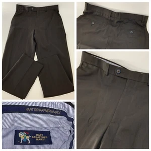 Hart Schaffner Marx Dress Pants 33x33 Men’s Brown 100% Wool Flat YGI W4-79 - Picture 1 of 11