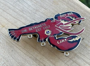 Lions Club Lapel Pin The Setaukets EST 1957 Dist.20s Lobster Vintage 2-1/4" - Picture 1 of 7