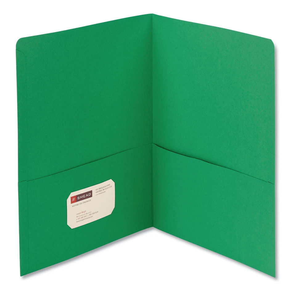 Smead Two-Pocket Folder, Textured Paper, Green, 25/Box - Image 1 of 1