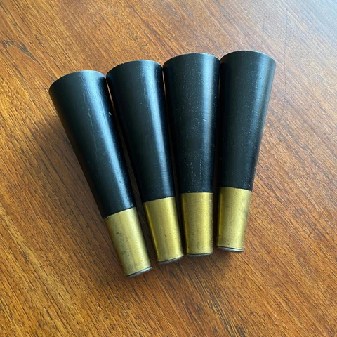 vintage Wood Furniture Legs Mid Century  7"1/4 brass feet Restoration parts Cover