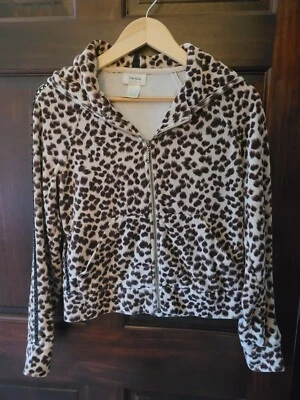 Vintage Neiman Marcus Leopard Velour Full-Zip Hoodie Sweatshirt-Size Small - Image 1 of 4