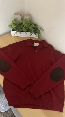 Suéter De Colección Norm Thompson Años 70 80 Para Hombre’s Cuello M Rojo Italia Lana Merino Papá Foto 1 de 4