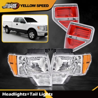 Fit For 2009-2014 Ford F150 Pickup Chrom Headlights+tail Lights Brake Lamps - Image 1 of 4