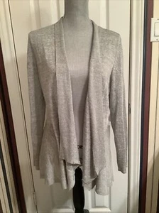 Eileen Fisher Cardigan Size PL Gray Italian Yarn Open Front Sweater - Picture 1 of 6