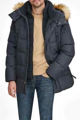 $399 Designer Rare ANDREW MARC Men's Removable Faux Fur Hood Quilted Parka XL - Image 1 of 4