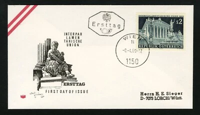 Austria FDC sc 836 Ersttag / Interparliamentary Union 1969 First Day Cover - Image 1 of 2