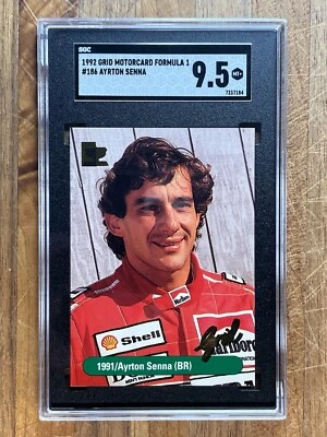 1992 Grid Motorcard Formula 1 Ayrton Senna #186 SGC 9.5 Mint+ - Image 1 of 2