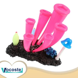 Piece of 1 Aquarium Simulation Horn Coral Silicone Coral Glow Ornaments Pink - Picture 1 of 8