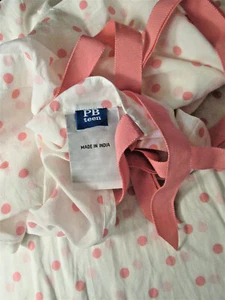 Pottery Barn Teen Dottie Sheer Polka Dot Tie Top Drapery Panel Cotton 84" Pink - Picture 1 of 3