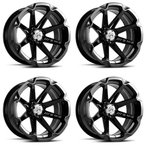 4 ATV/UTV Wheels Set 14in MSA M12 Diesel Black 4/110 10mm/-47mm SRA - Picture 1 of 4