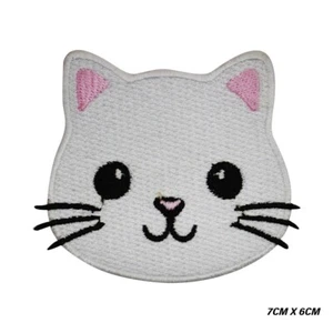 Lindo aplique de insignia bordada para ropa con parche de planchar/coser cara de gato - Imagen 1 de 7