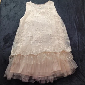 POL Womens Blush Tiered Lace & Tulle Sleeveless Tunic Dress Size Large - Picture 1 of 7