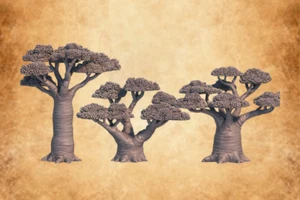 Baobab Trees, Tabletop DnD RPG Fantasy Wargames Scatter Tree Terrain Scenery - Picture 1 of 1