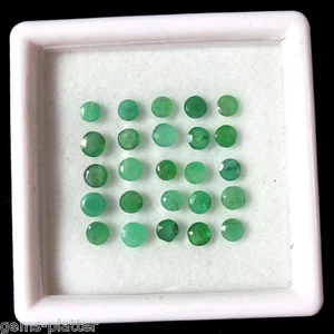 Natural 3.50 Cts/25 Pcs/3mm, Round Faceted Untreated Colombian Green Emerald Gem - Picture 1 of 2