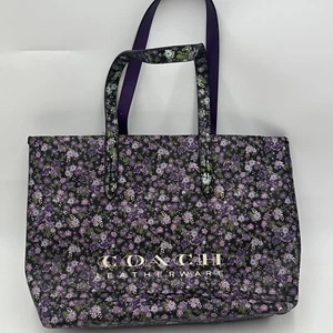RARO ** Bolso de Mano Coach Highline de Cuero Floral Púrpura Posey Racimo Flores ** - Imagen 1 de 9