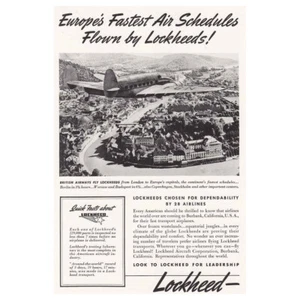 1939 Lockheed: Fastest Air Schedules Vintage Print Ad - Picture 1 of 1