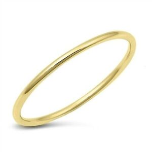 Thin Band Ring Sterling Silver 925 Yellow Gold Plated Thickness 1 mm Size 5