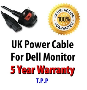 NEW UK Mains Power Lead Cable Cord For Dell Monitor LCD Screen Computer Display - Picture 1 of 1