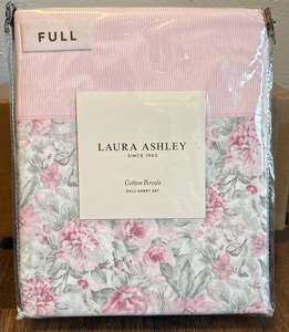 Laura Ashley Full Sheet Set Aveline Floral Pink Rose 100% Cotton Percale - Picture 1 of 2