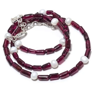 Hessonite Garnet Gemstone 925 Solid Sterling Silver Jewelry Necklace 18" e982 - Picture 1 of 4