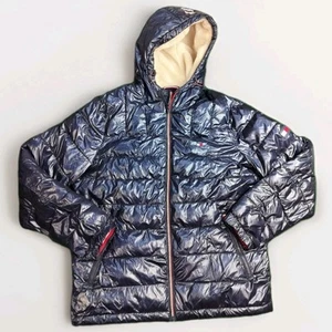 Giubbotto piumino vintage Y2K Tommy Hilfiger uomo taglia media blu navy - Foto 1 di 9