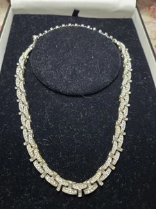 Vintage Lisner Halskette klar Strass silberfarben - Bild 1 von 6
