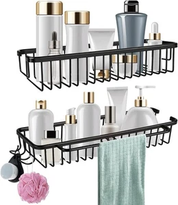 Adhesive Shower Caddy Basket Shelf for Shampoo Conditioner Sponge Razor Soap ... - Picture 1 of 7