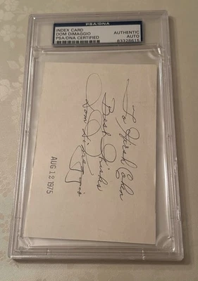 Dom DiMaggio Auto Autograph On Index Card PSA DNA Authentic Boston Red Sox - Image 1 of 2