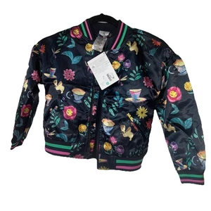 NWT Disney Ily The Mad Tea Party Teacups Bomber Moto Jacket Alice In Wonderland - Picture 1 of 7