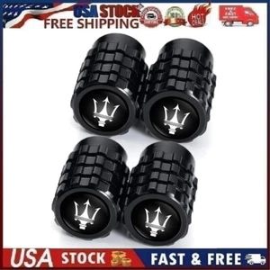 4PCS Metal Car Tire Valve Caps Valve Stem Cover Compatible with Maserati Blk S3 - Picture 1 of 14