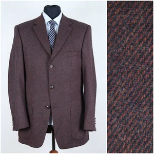 Mens Tweed Jacket 40L UK Size DANIEL HECHTER Brown Twill Wool Sport Coat - Picture 1 of 13