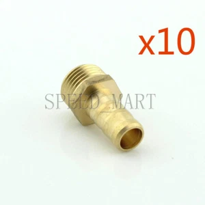 10pcs 10mm 3/8" Brass Barbed Hose Tube Fuel Pipe Fittings Coupler Connector - Picture 1 of 5