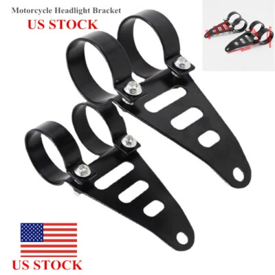 US STOCK 2PCS Motorcycle Front Fork Headlamp Part Headlight Bracket Mount Clamp - Image 1 of 4