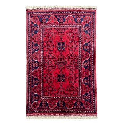 Handmade (2'9" x 4') Bokhara Afghan Khal Mohammadi Wool Rug for Bedroom Kitchen - Image 1 of 4