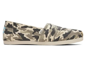 NUEVO TOMS Alpargata Lona Ortolita Sin Cordones Plano Talla 7 Oliva Sucia Camuflaje - Imagen 1 de 12