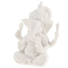 Hindu Sandstein Handgeschnitzt Fair Elephant God Ganesha Statue Weiß -10cm