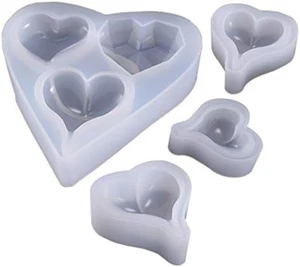 6 Style Deep Heart Shape Epoxy Mold over 1" Size Silicone Mold UV Resin Love Hea - Picture 1 of 6