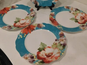 CLOSE-OUT (4) 222 Fifth Floral Natural CURIOSITIES Dinner Plates  Floral - Picture 1 of 7
