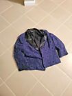 CHICO'S COTTON NYLON Blazer/Jacket Embroidered Blue,  LINED Open Front Sz;3/ XL