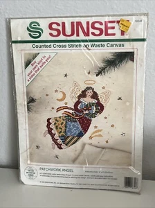 SUNSET Patchwork Angel Counted Cross Stitch on Waste Canvas Kit 18348 - Picture 1 of 4