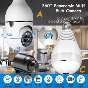 Camara De Seguridad WIFI 360° Inalambrica Bombilla 1080P HD Con Audio Para Casa - Picture 1 of 49