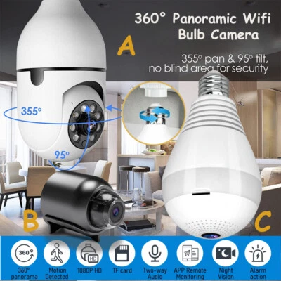 Camara De Seguridad WIFI 360° Inalambrica Bombilla 1080P HD Con Audio Para Casa - Image 1 of 4