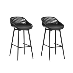 Gardeon 2PC Outdoor Bar Stools Plastic Metal Dining Chair Patio Furniture Garden - Picture 1 of 7