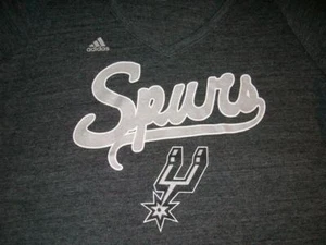 San Antonio Spurs NBA Basketball V-neck Gray adidas T-shirt Women's XL used - Picture 1 of 2