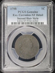 1798 2nd Hair Style Draped Bust Large Cent PCGS XF Details Excessive Corrosion - Picture 1 of 2