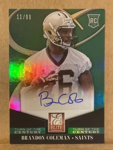 Panini Elite Turn of the Century #112 2014 Brandon Coleman #11/99 RC automático - Imagen 1 de 2