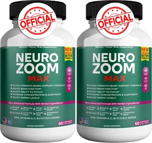 Neuro Zoom Max Extra Strength Brain Support with Herbal Ingredients, 60 Capsules - Picture 1 of 16