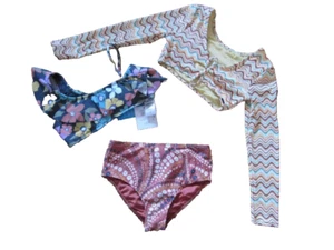 3 Piece Mix and Match O'Neill Lagoon Swimsuit Tops and Bottom Rash Guard sz 10 - Picture 1 of 2