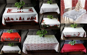 Huge Range of Christmas Tablecloth Stain Resistant / Jacquard Lace stars - Picture 1 of 67